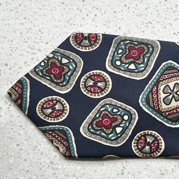 Christian Dior Vintage Silk Neck Tie Multi-Patterned Made In USA Italian Silk - Picture 7 of 7